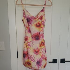 Urban Outfitters Pink and Yellow Floral Mini Dress
